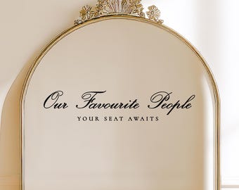 Elegant Mirror Seating Chart Decal – “Our Favourite People” Wedding Welcome Sign