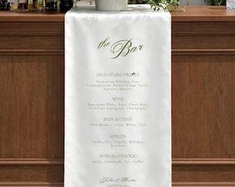 Signature Drink Linen Banner – Elegant Wedding Bar Menu