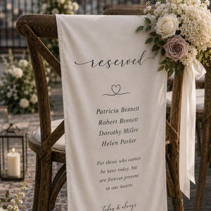 Reserved Memorial Chair Sign, Personalized Wedding Remembrance Banner, Reserved Seat for Loved Ones