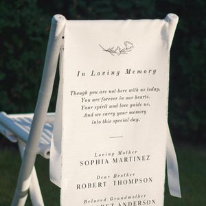 Letrero de lino conmemorativo personalizado "En memoria de un ser querido", pancarta de tela personalizada, asiento reservado para seres queridos, letrero conmemorativo familiar