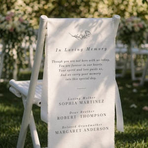 In Loving Memory Wedding Chair Sign Elegant Memorial Banner Reserved Seat