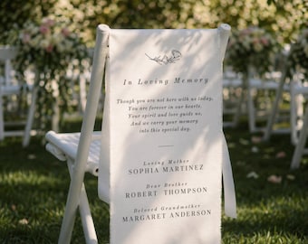 In Loving Memory Wedding Chair Bord Elegant Memorial Banner Gereserveerde stoel