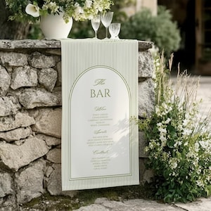 Wedding Bar Menu Sign, Drinks Fabric Signage, Linen Banner
