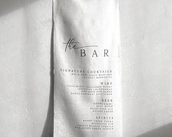 Personalized Linen Wedding Bar Banner – Custom Signature Drink Menu Fabric Sign
