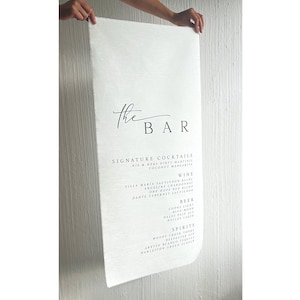 Signature Drink Sign Schild, Benutzerdefinierte Leinen Bar Schild, Benutzerdefinierte Hochzeit Barschild, Stoff Hochzeit Signage, Benutzerdefinierte Barkarte, Leinenstoff Hochzeitsbanner