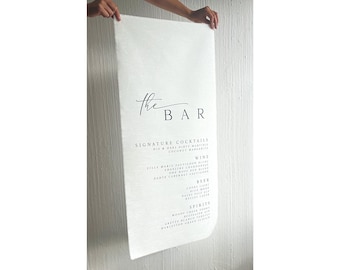 Signature Drink Sign, Custom Linen Bar Sign, Custom Wedding Bar Sign, Fabric Wedding Signage, Custom Bar Menu, Linen Fabric Wedding Banner