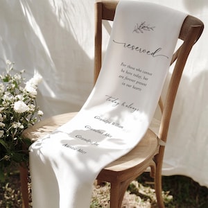 Wedding Memorial Sign for Loved Ones in Heaven – Custom In Loving Memory Banner – Reserved Chair Fabric Sign for Ceremony