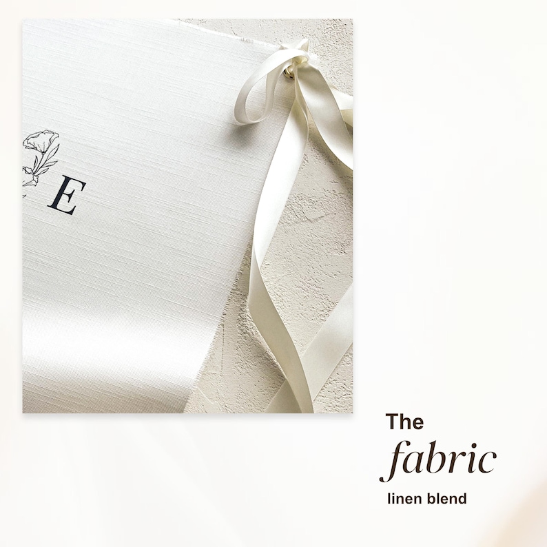 Close up of linen blend fabric texture used for wedding bar signs