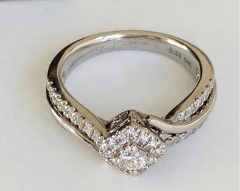 Mikimoto platinum diamond ring size UK I