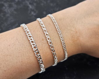 925 Sterling Silver Chain, Handmade Dainty Silver Necklace, Elegant High-Quality Jewelry, Silver Chain Bracelet Gift,Christmas Gift