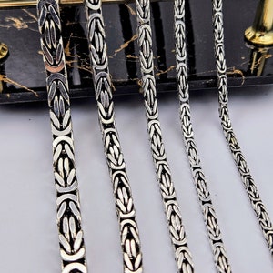 925 sterling silver square byzantine chain, Handmade byzantine chain necklaces and bracelets,Bali chain,Oxidized chain, Gift for men