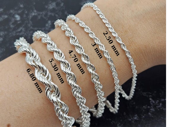 Handmade Sterling Silver Rope Bracelet: Real Silver Chain - Etsy