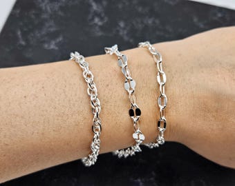 925 Sterling Silver Chain Bracelet for Men & Women, Handmade Unisex Gift, High-Quality Jewelry,Christmas Gift, Valentine Days Gift