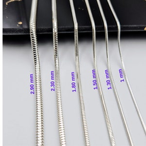 Silver chain necklace, 925 Sterling silver snake chain, Chain for women, Choker silver chain, Round snake chain