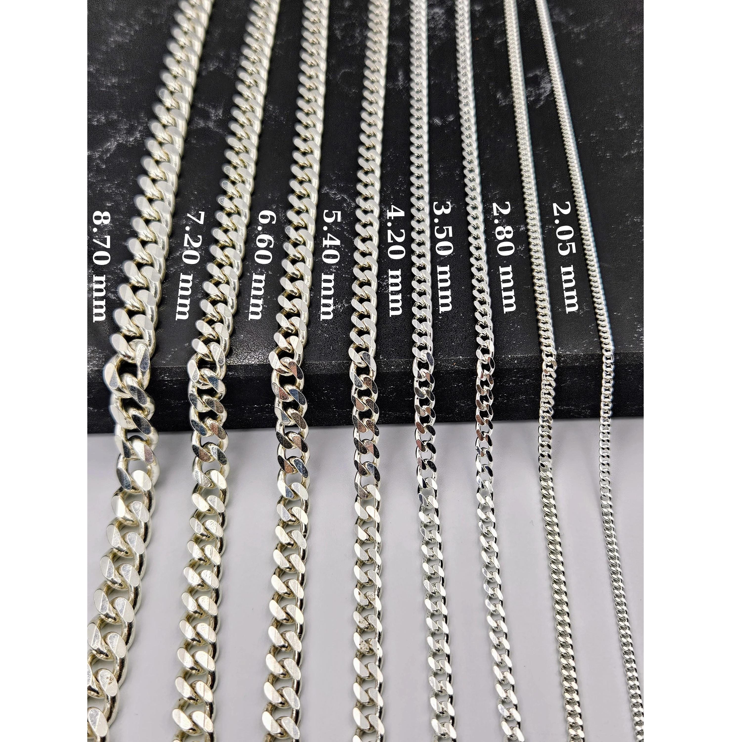 925 Sterling Silver Curb Chain Necklace: Solid Silver, Handmade - Etsy