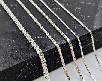 Sterling Silver Box Chain Necklace: Dainty Choker, Gift for Her/Him