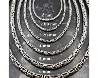 Silver chain necklace,Round byzantine silver chain and bracelet, Oxidized necklace, Best gifts for him