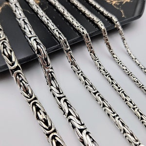 Silver chain necklace,Round byzantine silver chain and bracelet, Oxidized necklace, Best gifts for him
