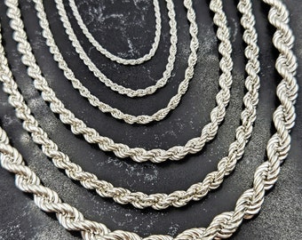 Silver rope chain, 925 Silver rope chain necklace,Twisted silver chain necklace, Dainty silver chain,Rustic silver chain , Chain for women