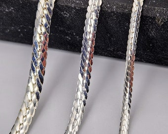 925 Sterling Silver Flat Snake  Chain Necklace