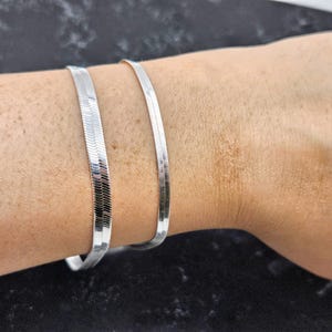 Zilveren ketting visgraat, 925 sterlingzilveren platte armbandketting, slangenarmbandketting, elegant en stijlvol sieradencadeau, kerstcadeau