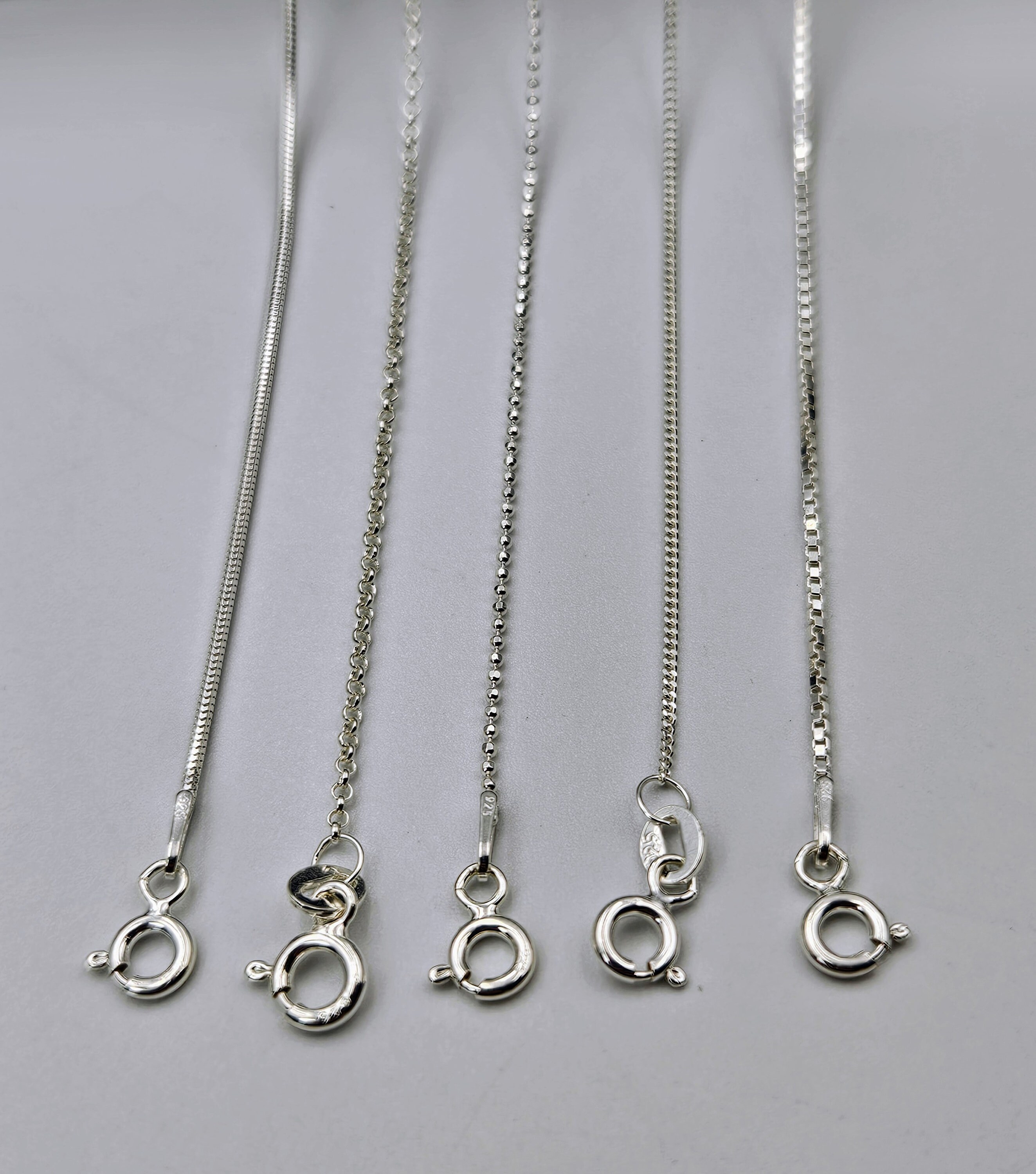 Silver Chain Necklace, 925 Sterling Silver, Snake,rolo,ball Silver Chain Necklace, 925 Sterling Silver, Snake,rolo,ball