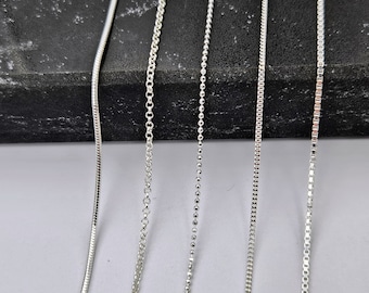 Silver chain necklace, 925 Sterling silver, Snake,Rolo,Ball Bead,Box, Curb silver chain, Minimalist Silver Chain,Choker Chain, Thin Chain