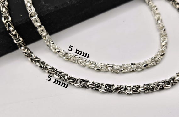 Sterling Silver Byzantine Chain Necklace - Unisex 5mm Jewelry - Etsy
