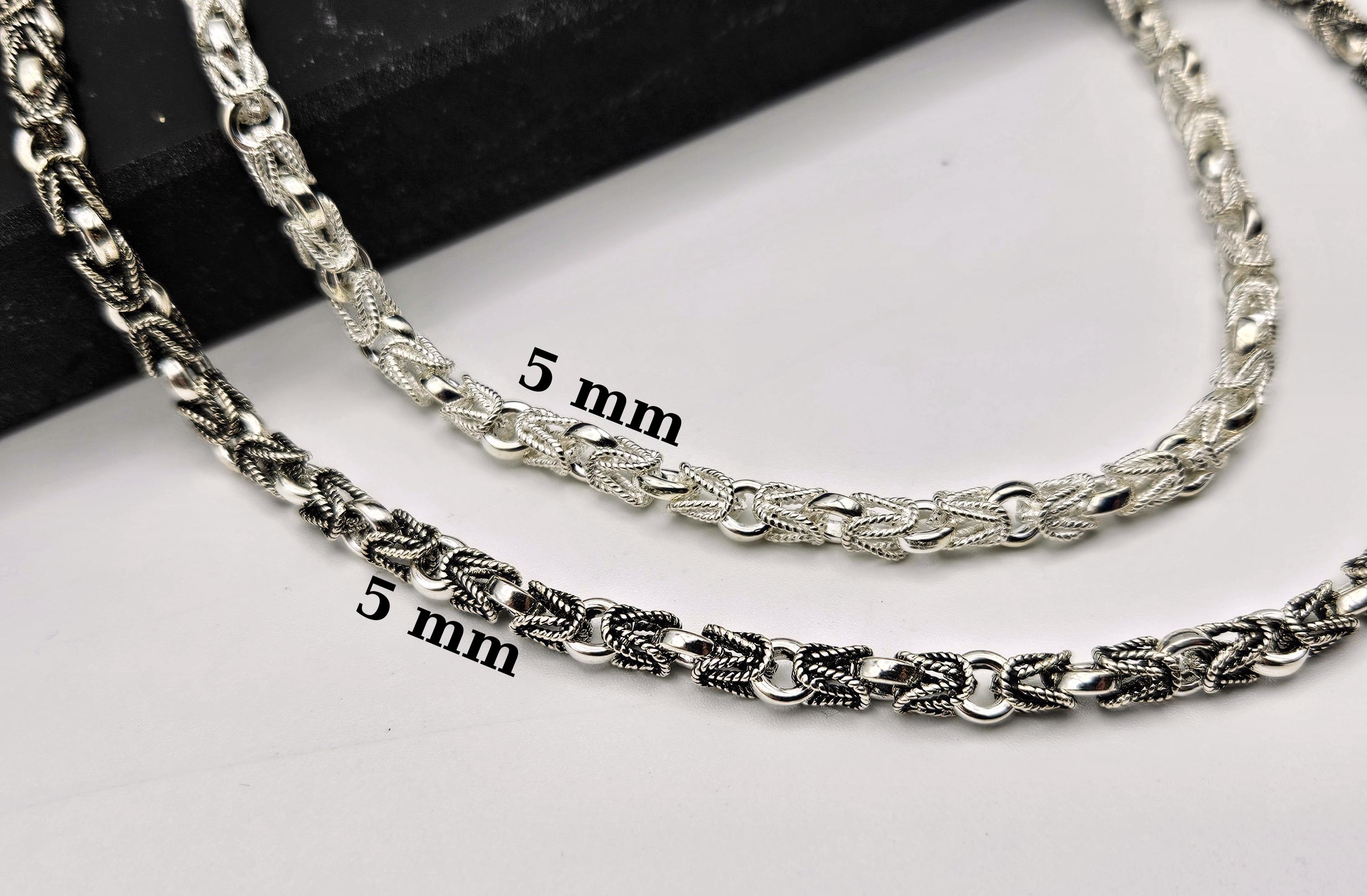 925 Sterling Silver Chain Necklace, Byzantine Silver Jewelry