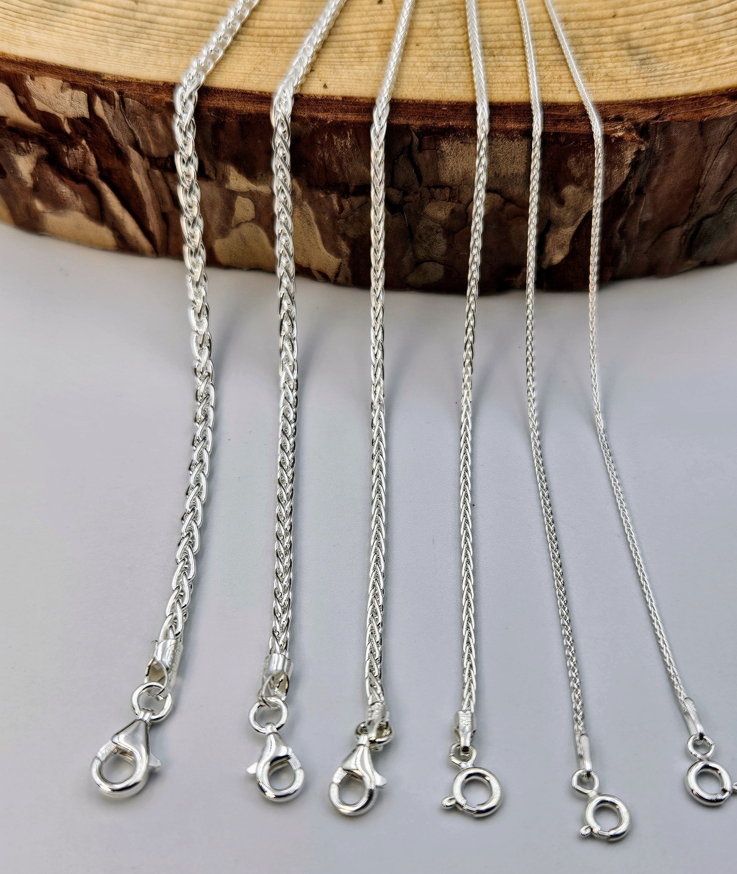 Collana In Argento Sterling Con Catena A Spiga E Grano - Made In Italy - Italia - Foto 6