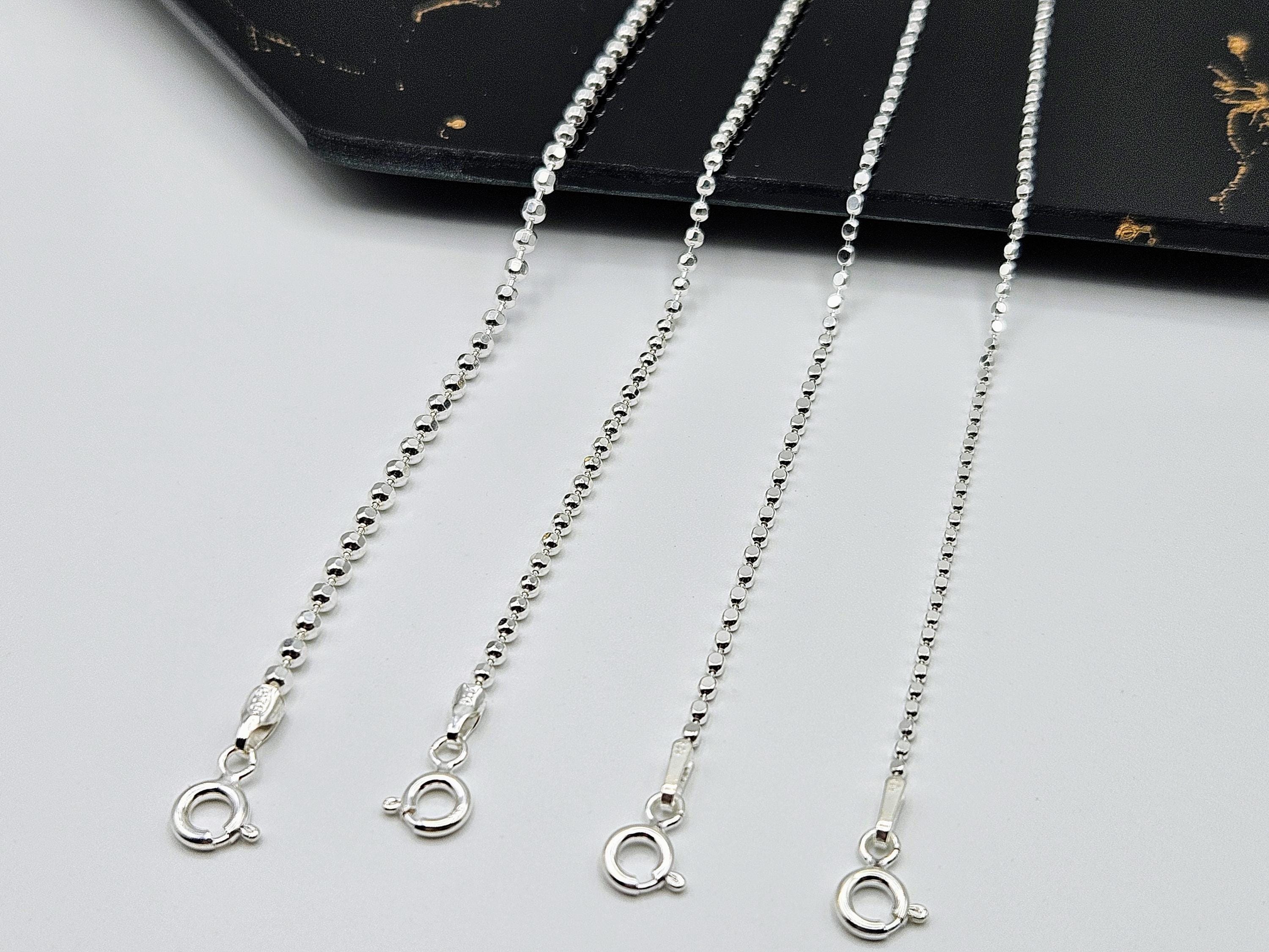 925 Sterling Silver Ball Beaded Diamond Cut Chain,choker Chain