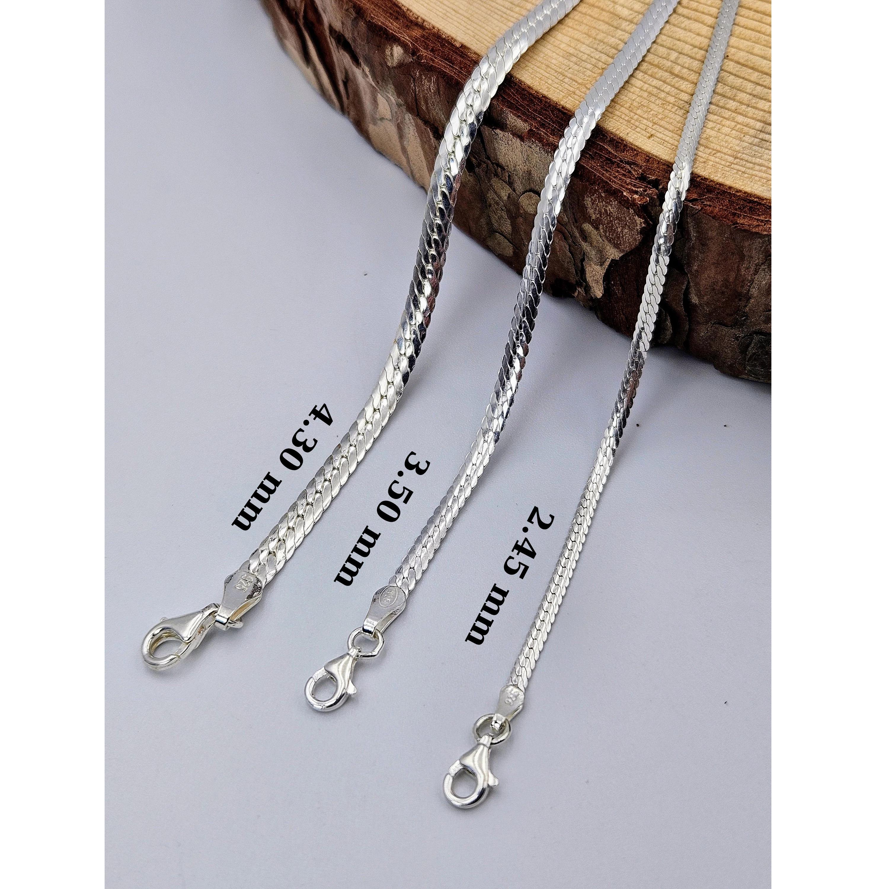 925 Sterling Silver Flat Snake Chain Necklace - Etsy