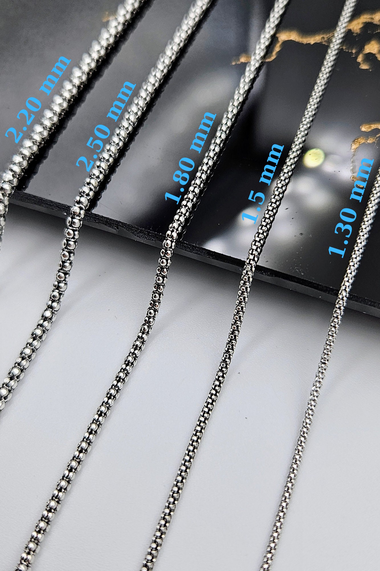 925 Sterling Silver Popcorn Chain,1.30 mm to 2.50 mm,Boho Silver Chain,Birthday Gift, Chain for Pendant,Gift for Girlfriend,Gift for Him 925 Sterling Silver Popcorn Chain,1.30 mm to 2.50 mm,Boho Silver Chain,Birthday Gift, Chain for Pendant,Gift for Girlfriend,Gift for Him