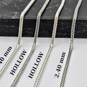 Silver chain necklace, 925 Sterling silver hollow snake chain, Chain for women, Choker silver chain, Round snake chain, Oxidized Snake Chain