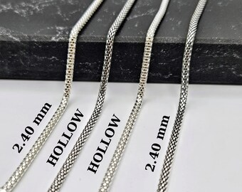 925 Sterling Silver Hollow Snake Chain Necklace - Oxidized Choker