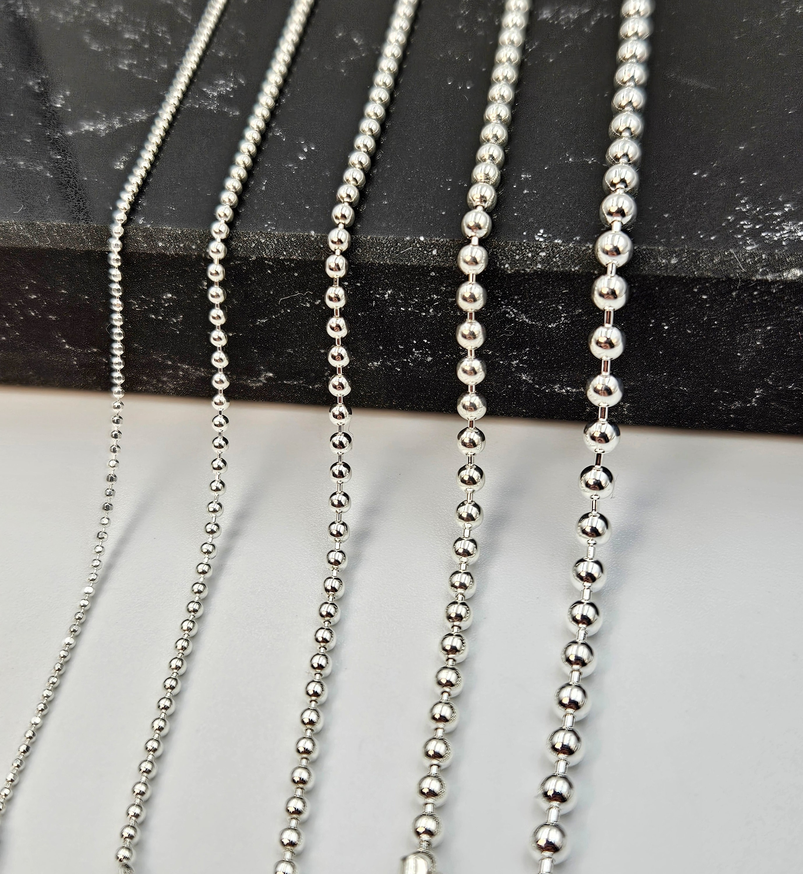 Sterling Silver Ball Bead Chain Necklace: Dainty Boho Style - Etsy