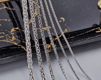Oxidized Sterling Silver Spiga Necklace: Wheat Chain for Pendants