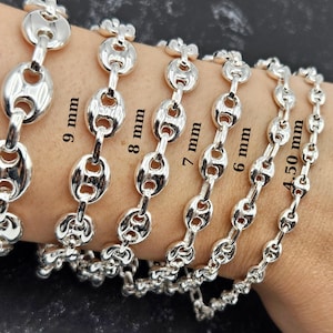 Zilveren armbandketting, handgemaakte 925 sterlingzilveren gepofte anker Mariner-armband, unisex armband, kerstcadeau voor mannen en vrouwen