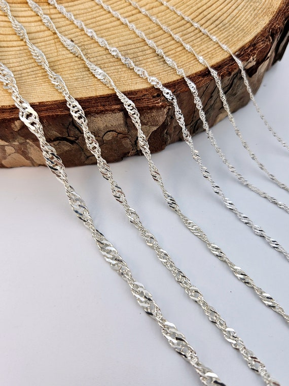 925 Sterling Silver Singapore Chain Necklace, Chain for