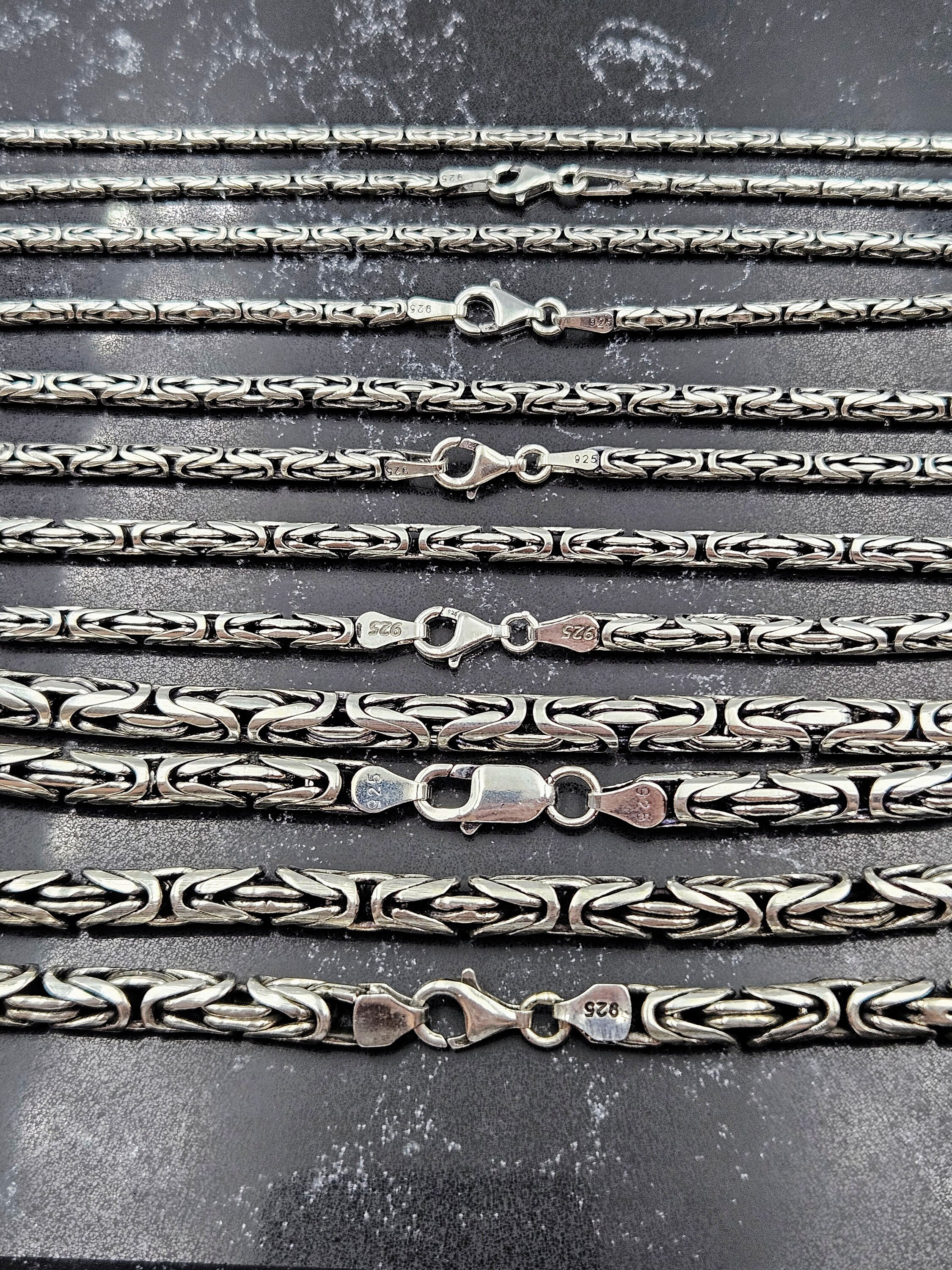 Silver Chain Necklace,round Byzantine Silver Chain and Bracelet