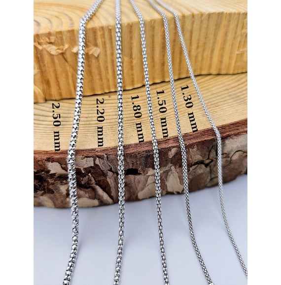 925 Sterling Silver Popcorn Chain: Boho Necklace Chain (1.30-2.50