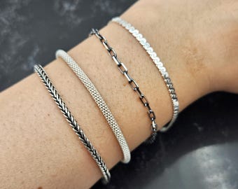 Silver Mens Bracelet,Serpentina Chain,Snake Chain,CableChain,Foxtail Bracelet, Snake Bracelet ,Personalised Jewellery,Christmas Gift