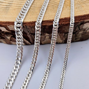 925 sterlingzilveren stoeprandketting, solide curb-schakelketting, kettingketting, ketting voor mannen, ketting voor vrouwen, handgemaakt cadeau, cadeau voor hem