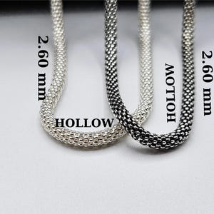 Silver chain necklace, 925 Sterling silver hollow snake chain, Chain for women, Choker silver chain, Round snake chain, Oxidized Snake Chain