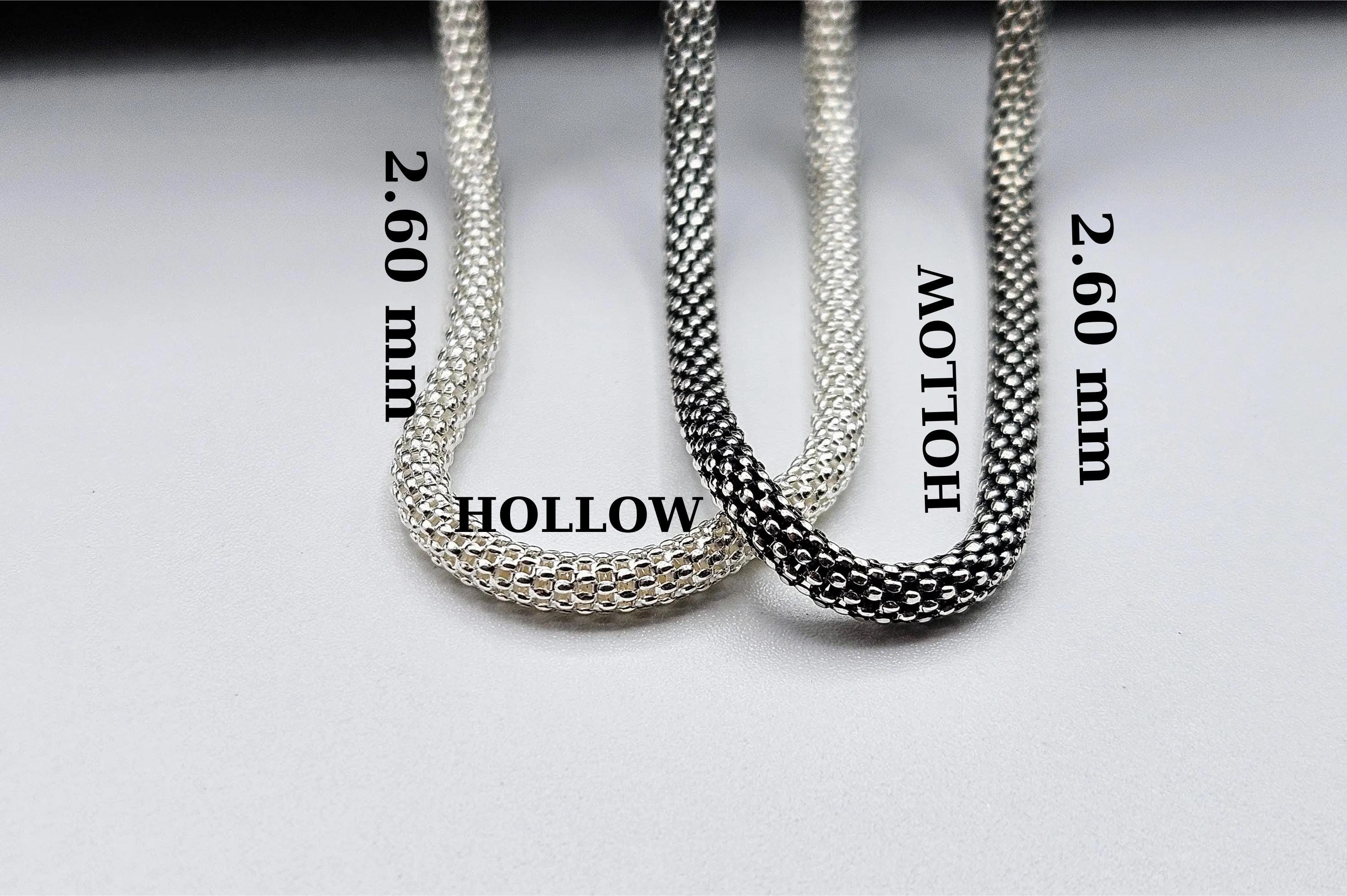 925 Sterling Silver Snake Chain Necklace: Oxidized Hollow Choker