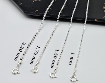 925 Sterling Silver Ball Beaded Diamond Cut Chain,Choker Chain Necklaces,Silver Ball Necklace,Silver Chain for Men & Women,Long Chain