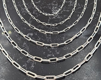 Sterling Silver Paperclip Chain Necklace: Rectangle Link Choker