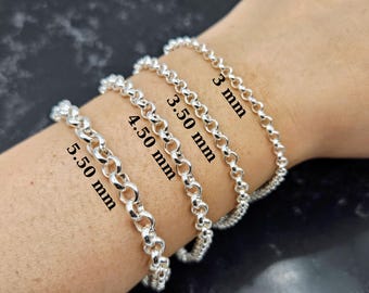 Sterling Silver Rolo Belcher Chain: Handmade Necklace Bracelet