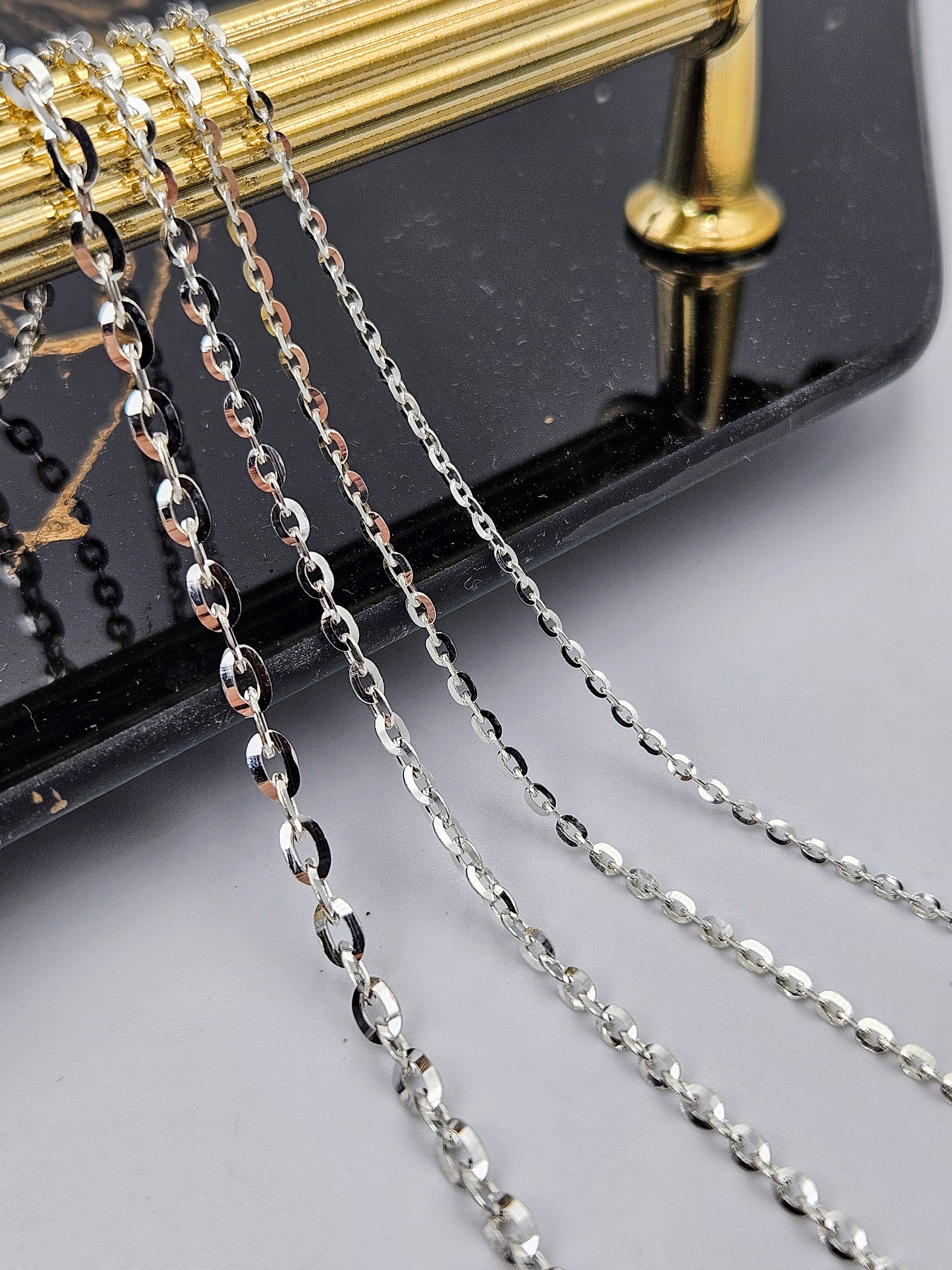 925 Sterling Silver Anchor Shiny Chain Necklace, Cable Link Chain