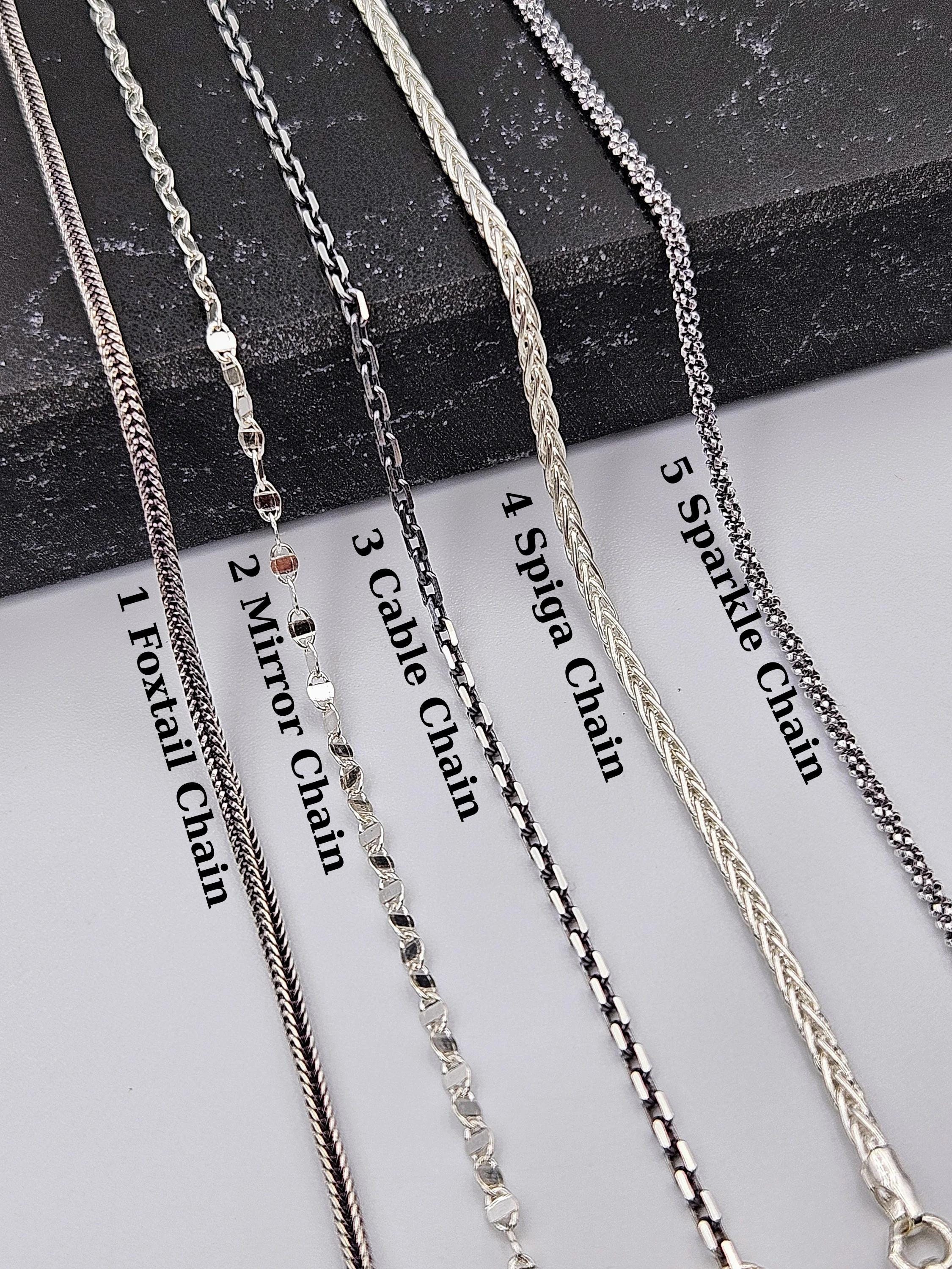 925 Sterling Silver Chain Necklace,wheat,foxtail,shiny,sparkle